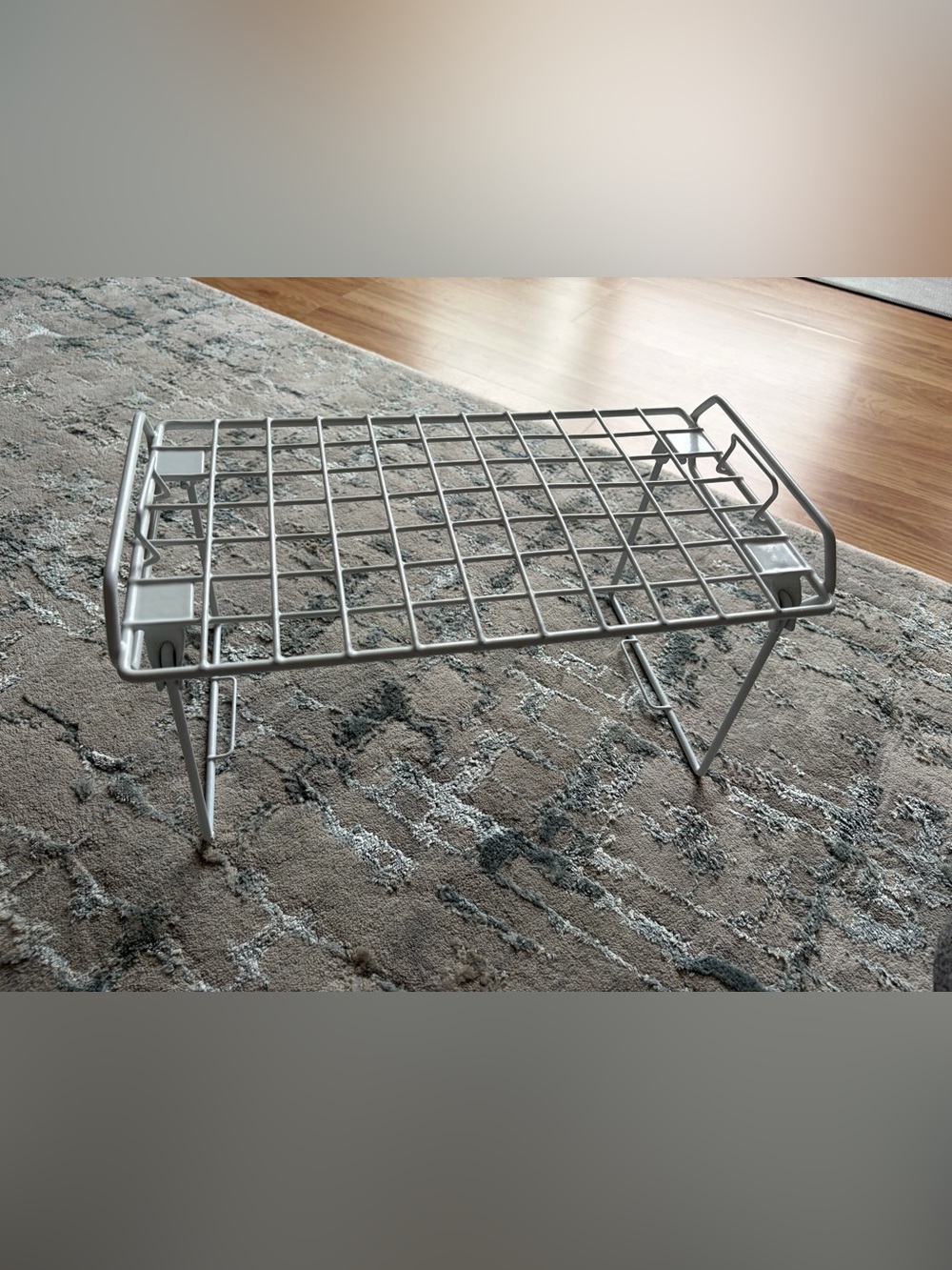 Metal Grid Shelf Rack - Silver Wire Organizer